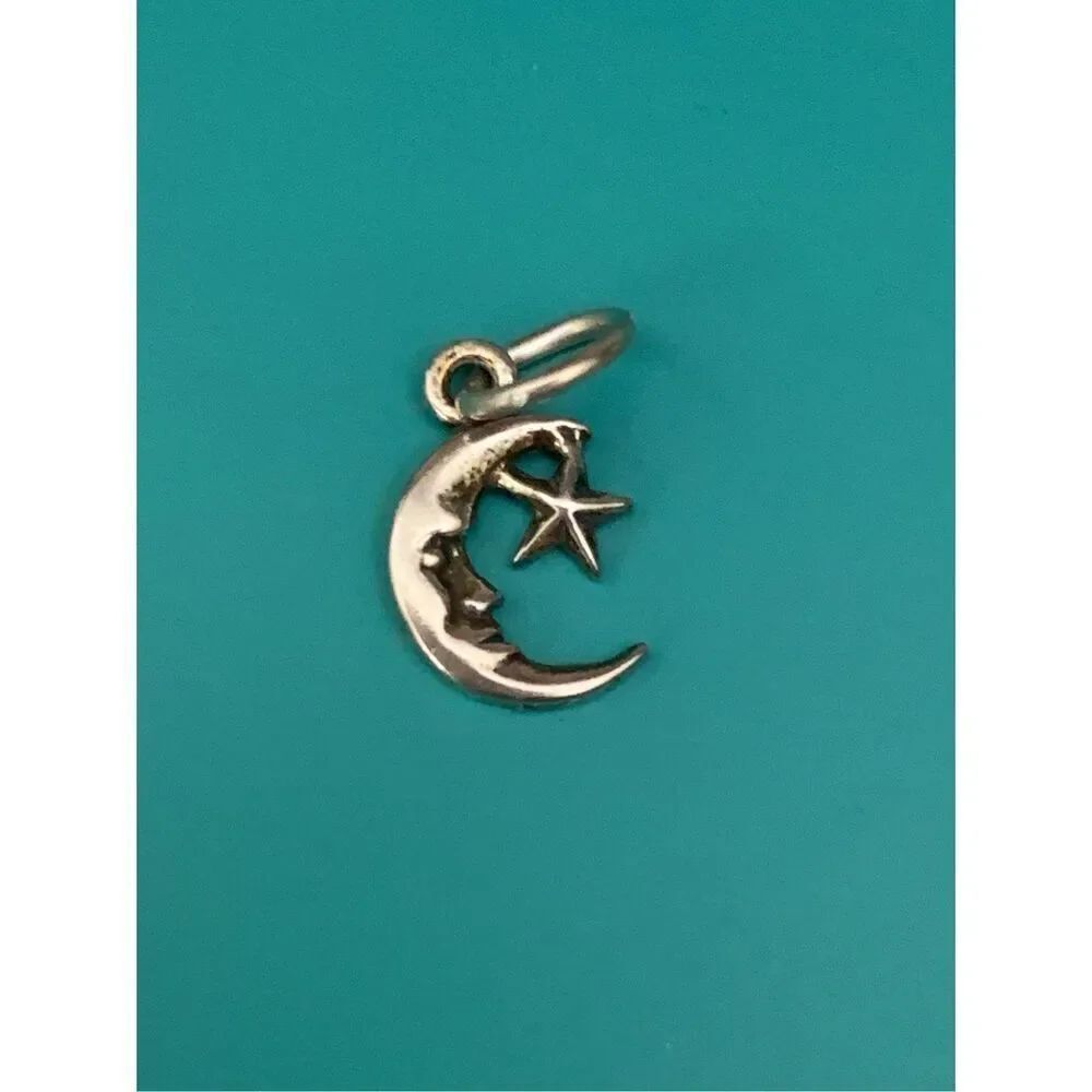 Moon Star Small Sterling Silver Jewelry Charm #celestial